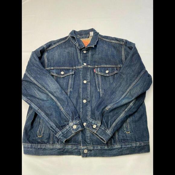 Mens LEVIS With One Of A Kind Original Art Denim Trucker Jacket Sz 2XL